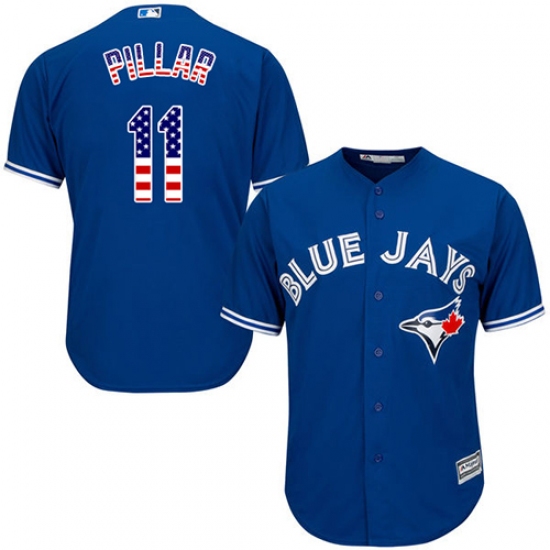 Men's Majestic Toronto Blue Jays #11 Kevin Pillar Replica Royal Blue USA Flag Fashion MLB Jersey - Ujersey