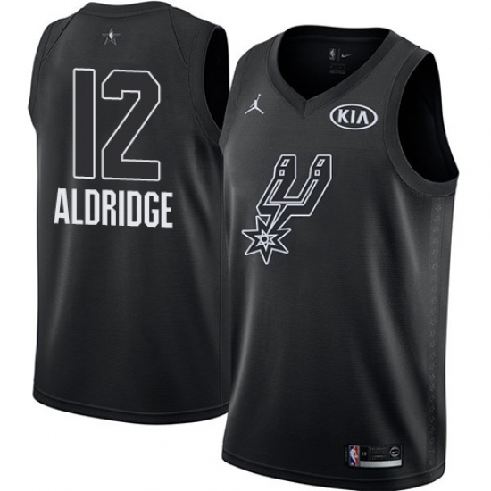 Men's Nike Jordan San Antonio Spurs #12 LaMarcus Aldridge Swingman Black 2018 All-Star Game NBA Jersey - Ujersey