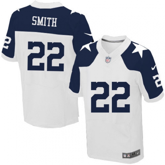 Men's Nike Dallas Cowboys #22 Emmitt Smith Elite White Throwback Alternate NFL Jersey - Ujersey