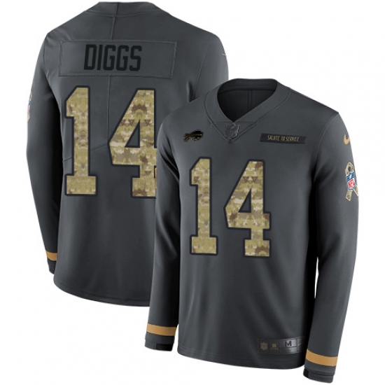 Nike Buffalo Bills #14 Stefon Diggs Anthracite Salute to Service Men's Stitched NFL Limited Therma Long Sleeve Jersey - Ujersey