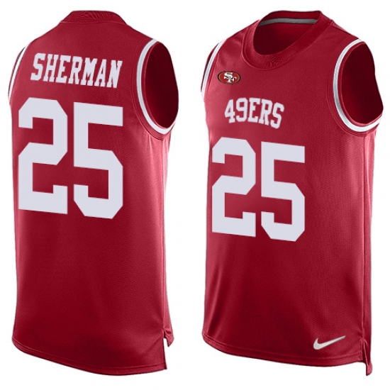 Men's Nike San Francisco 49ers #25 Richard Sherman Limited Red Player Name & Number Tank Top NFL Jersey - Ujersey