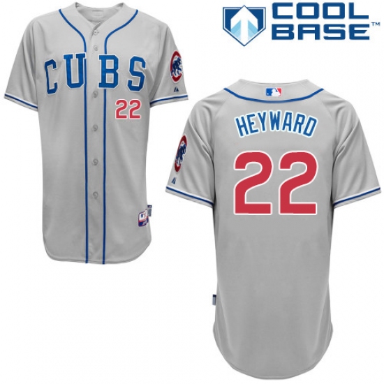 Men's Majestic Chicago Cubs #22 Jason Heyward Authentic Grey Alternate Road Cool Base MLB Jersey