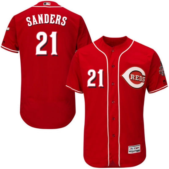 Men's Majestic Cincinnati Reds #21 Reggie Sanders Red Alternate Flex Base Authentic Collection MLB Jersey - Ujersey
