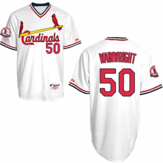 Men's Majestic St. Louis Cardinals #50 Adam Wainwright Authentic White 1982 Turn Back The Clock MLB Jersey - Ujersey