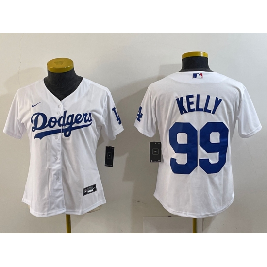 Women's Los Angeles Dodgers #99 Joe Kelly White Stitched Cool Base Nike Jersey - Ujersey