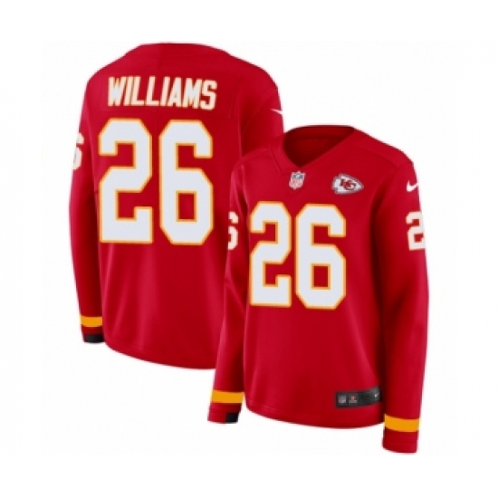 Women's Nike Kansas City Chiefs #26 Damien Williams Limited Red Therma Long Sleeve NFL Jersey - Ujersey