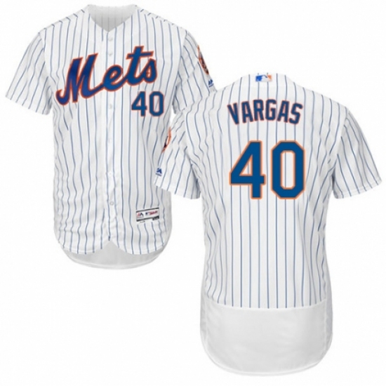 Men's Majestic New York Mets #40 Jason Vargas White Home Flex Base Authentic Collection MLB Jersey
