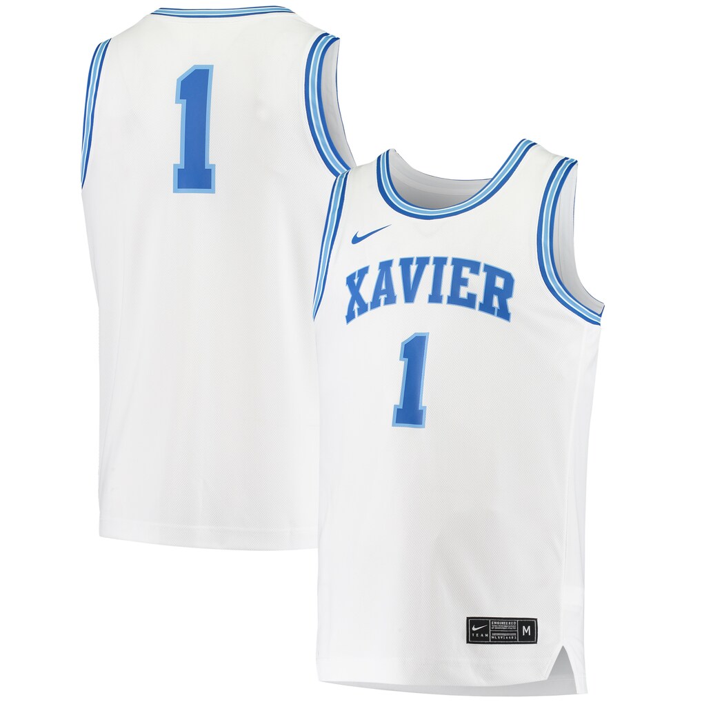 Men's Nike #1 White Xavier Musketeers Replica Basketball Jersey - U-jersey