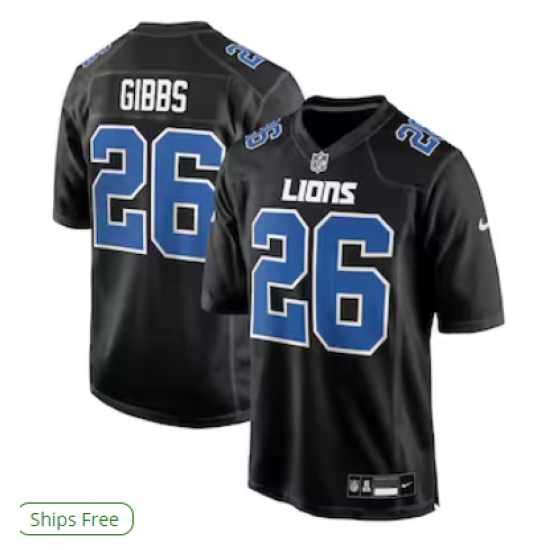 Men's Detroit Lions #26 Jahmyr Gibbs Nike Carbon Black Fashion Jersey