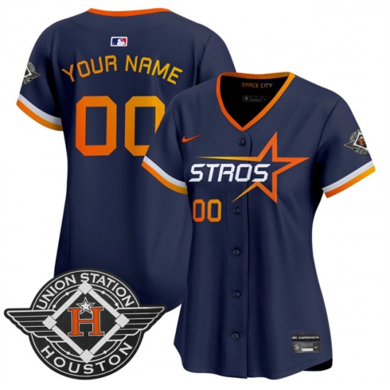 Women's Houston Astros Active Player Custom Navy 2025 City Connect Limited Stitched Baseball Jersey(Run Small) - Ujersey