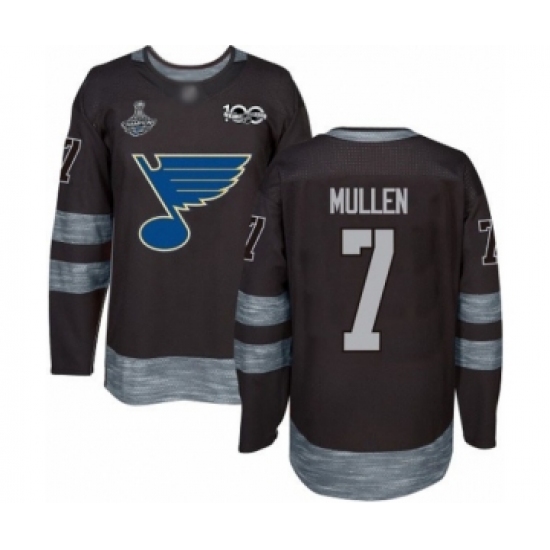 Men's St. Louis Blues #7 Joe Mullen Authentic Black 1917-2017 100th Anniversary 2019 Stanley Cup Champions Hockey Jersey - Ujersey