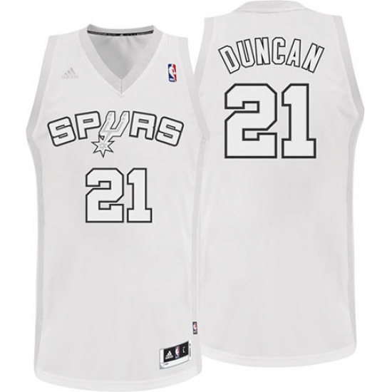 Men's Adidas San Antonio Spurs #21 Tim Duncan Swingman White Winter On-Court NBA Jersey