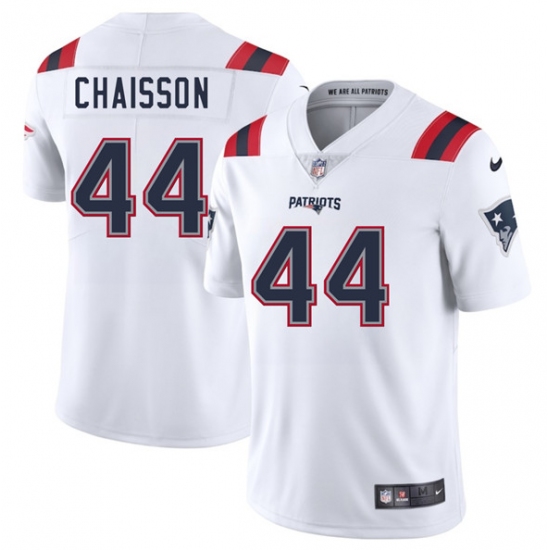 Men's New England Patriots #44 K'Lavon Chaisson White 2025 Vapor Limited Football Stitched Jersey - Ujersey