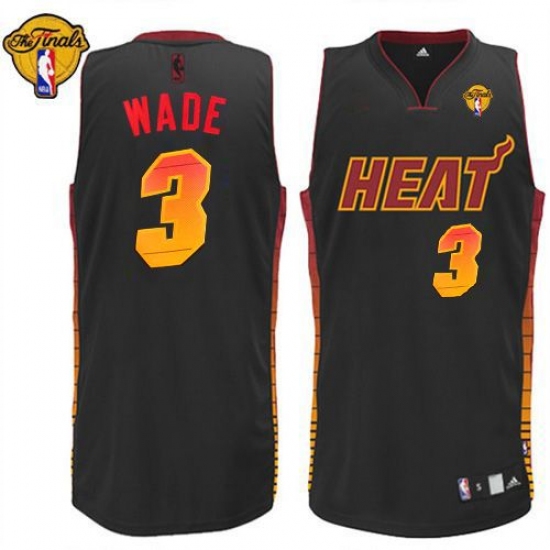Men's Adidas Miami Heat #3 Dwyane Wade Authentic Black Vibe Finals Patch NBA Jersey - Ujersey