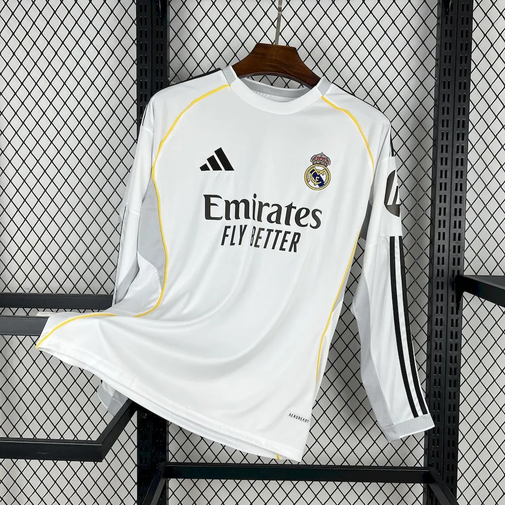 Real Madrid Soccer Jersey Home Custom Long Sleeves Shirt 2025/26 - SUjersey01