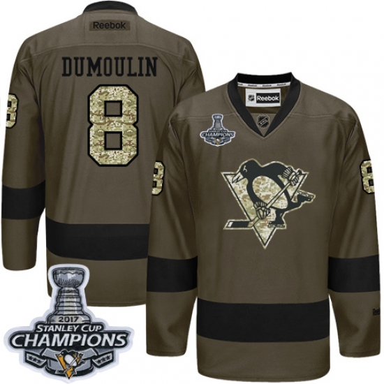 Men's Reebok Pittsburgh Penguins #8 Brian Dumoulin Premier Green Salute to Service 2017 Stanley Cup Champions NHL Jersey - Ujersey