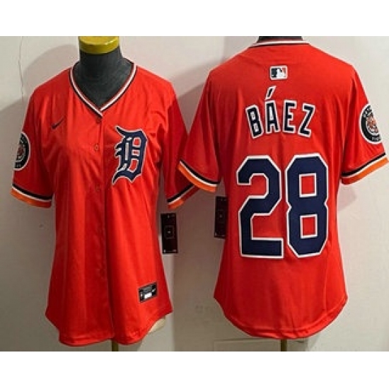 Women's Detroit Tigers #28 Javier Baez Orange Limited Jersey