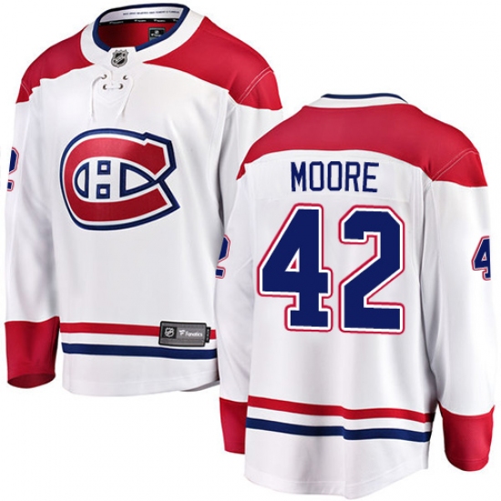 Men's Montreal Canadiens #42 Dominic Moore Authentic White Away Fanatics Branded Breakaway NHL Jersey - Ujersey