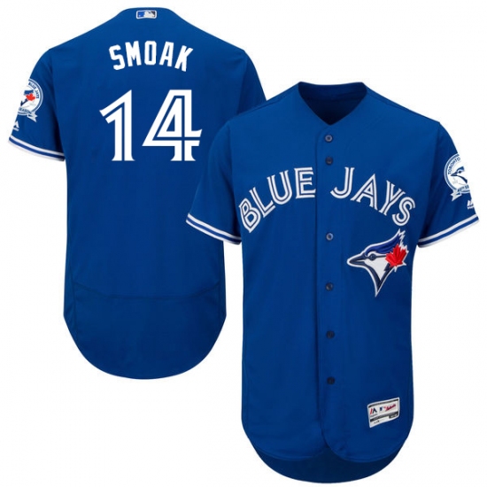 Men's Majestic Toronto Blue Jays #14 Justin Smoak Blue Alternate Flex Base Authentic Collection MLB Jersey - Ujersey