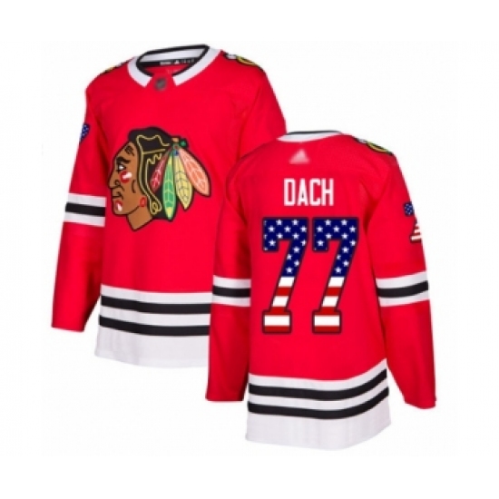 Youth Chicago Blackhawks #77 Kirby Dach Authentic Red USA Flag Fashion Hockey Jersey - Ujersey