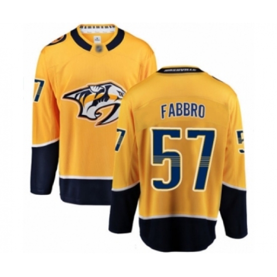 Men's Nashville Predators #57 Dante Fabbro Fanatics Branded Gold Home Breakaway Hockey Jersey - Ujersey