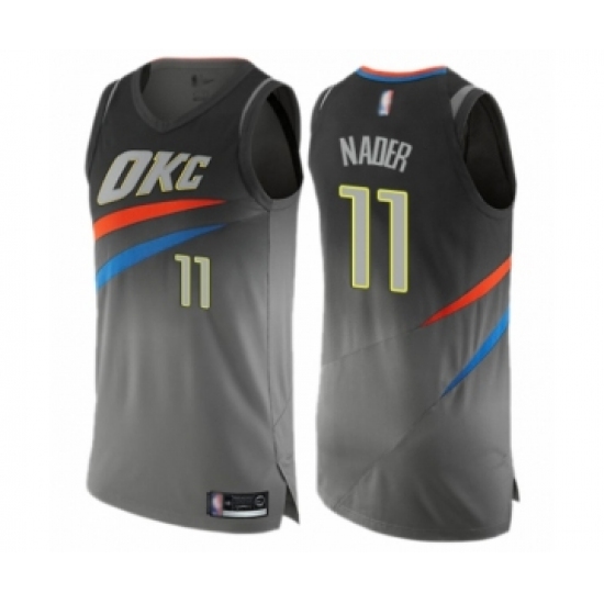 Men's Oklahoma City Thunder #11 Abdel Nader Authentic Gray Basketball Jersey - City Edition - Ujersey