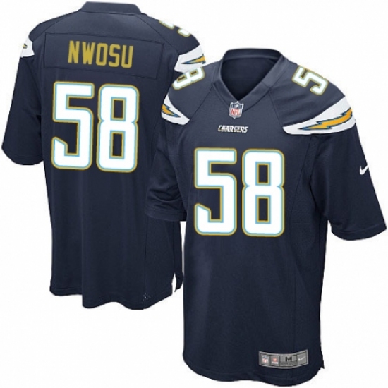 Men's Nike Los Angeles Chargers #58 Uchenna Nwosu Game Navy Blue Team Color NFL Jersey - Ujersey