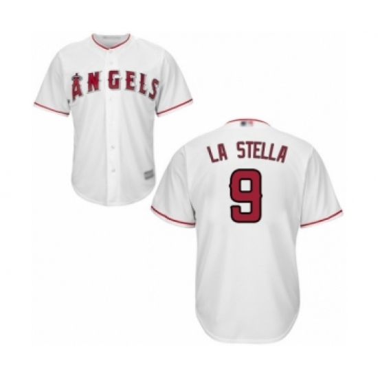 Youth Los Angeles Angels of Anaheim #9 Tommy La Stella Authentic White Home Cool Base Baseball Jersey - Ujersey