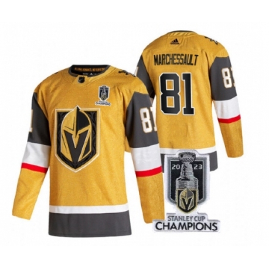 Men's Vegas Golden Knights #81 Jonathan Marchessault Gold 2023 Stanley Cup Champions Stitched Jersey - Ujersey