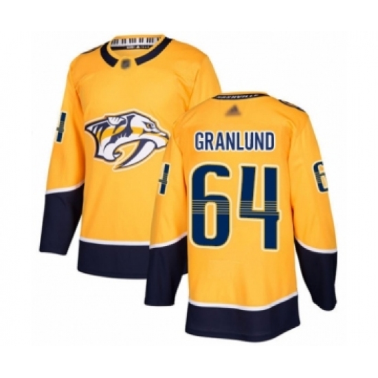 Men's Nashville Predators #64 Mikael Granlund Authentic Gold Home Hockey Jersey - Ujersey
