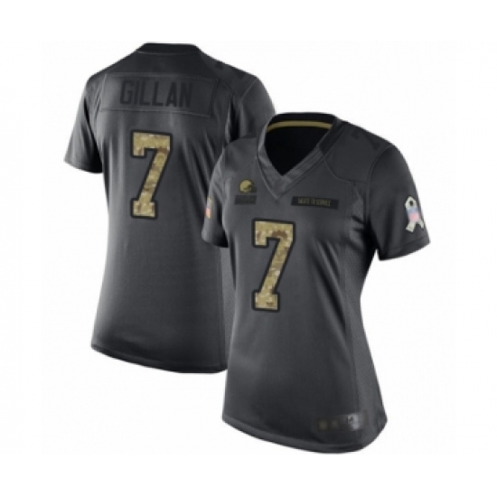 Women's Cleveland Browns #7 Jamie Gillan Limited Black 2016 Salute to Service Football Jersey - Ujersey