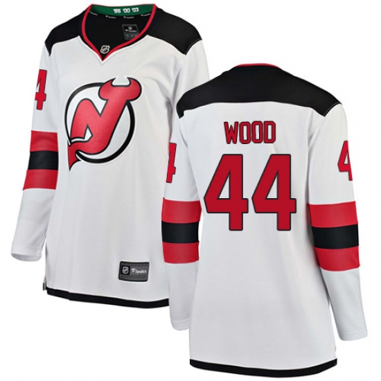 Women's New Jersey Devils #44 Miles Wood Fanatics Branded White Away Breakaway NHL Jersey - Ujersey