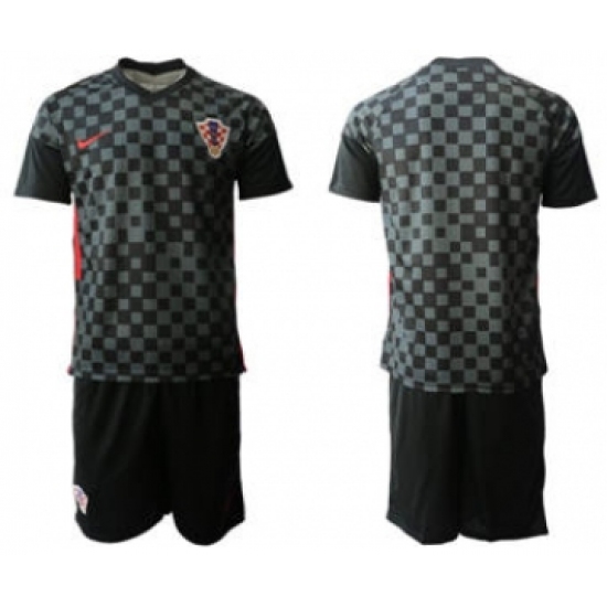 Men's Croatia Custom Euro 2021 Soccer Black Jersey and Shorts - Ujersey