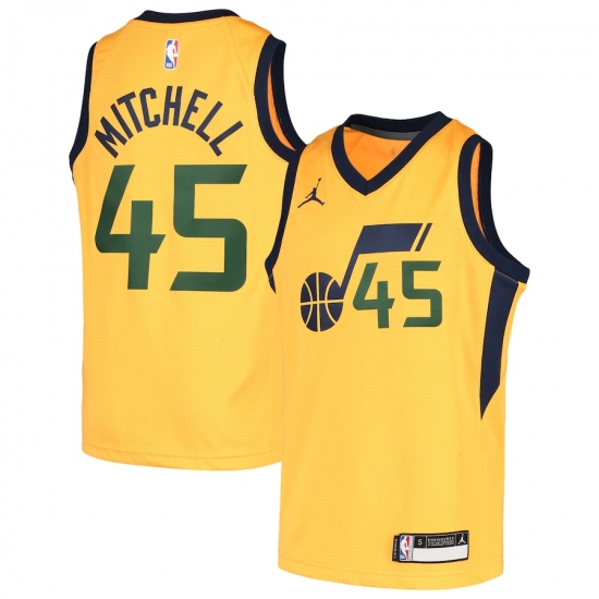 Youth Utah Jazz #45 Donovan Mitchell Jordan Brand Gold 2020-21 Swingman Player Jersey - Ujersey