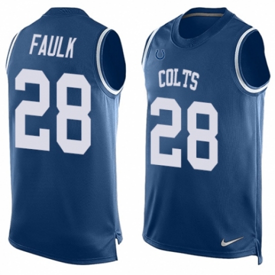 Men's Nike Indianapolis Colts #28 Marshall Faulk Limited Royal Blue Player Name & Number Tank Top NFL Jersey - Ujersey