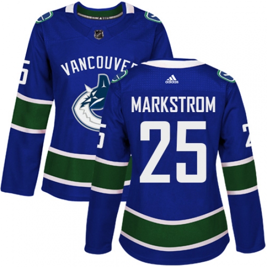 Women's Adidas Vancouver Canucks #25 Jacob Markstrom Authentic Blue Home NHL Jersey - Ujersey