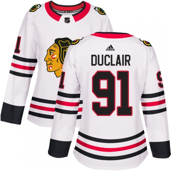 Women's Adidas Chicago Blackhawks #91 Anthony Duclair Authentic White Away NHL Jersey - Ujersey