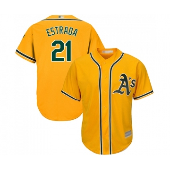 Men's Oakland Athletics #21 Marco Estrada Replica Gold Alternate 2 Cool Base Baseball Jersey - Ujersey
