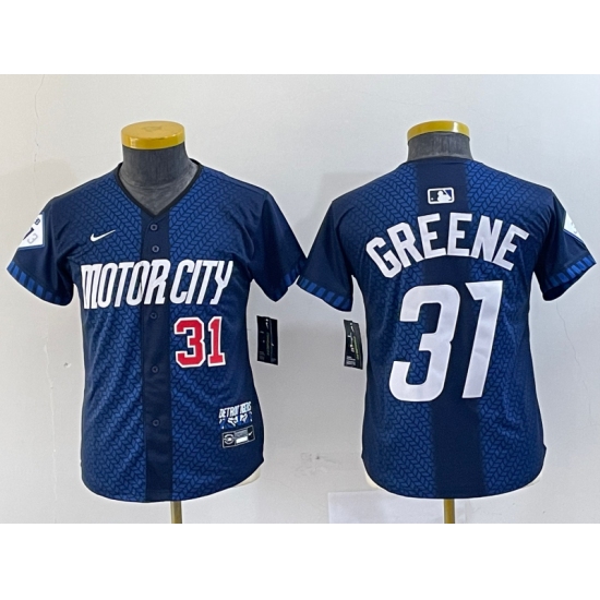 Youth Detroit Tigers #31 Riley Greene 2024 Navy City Connect Cool Base Limited Stitched Jerseys - Ujersey