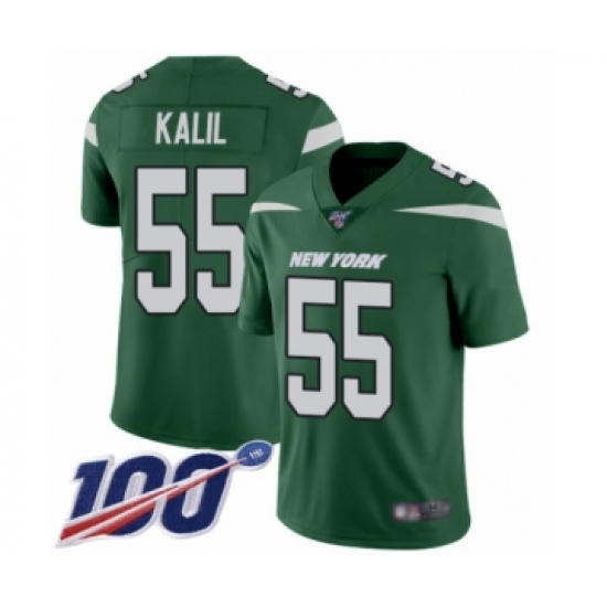 Youth New York Jets #55 Ryan Kalil Green Team Color Vapor Untouchable Limited Player 100th Season Football Jersey - Ujersey
