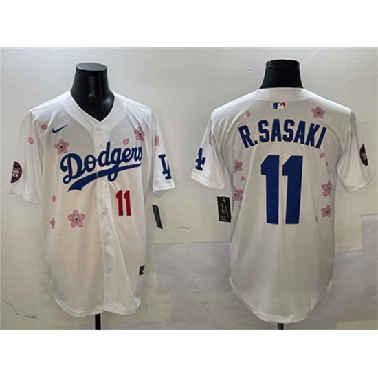 Men's Los Angeles Dodgers #11 Roki Sasaki White 2025 Tokyo Series Limited Stitched Baseball Jersey - Ujersey