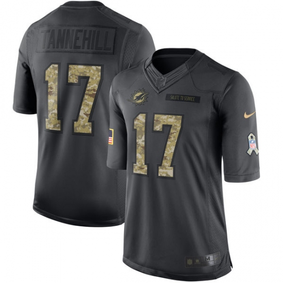 Men's Nike Miami Dolphins #17 Ryan Tannehill Limited Black 2016 Salute to Service NFL Jersey - Ujersey