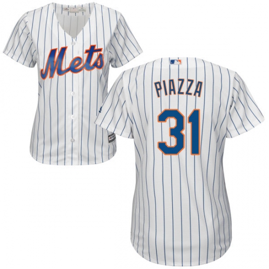 Women's Majestic New York Mets #31 Mike Piazza Authentic White Home Cool Base MLB Jersey - Ujersey