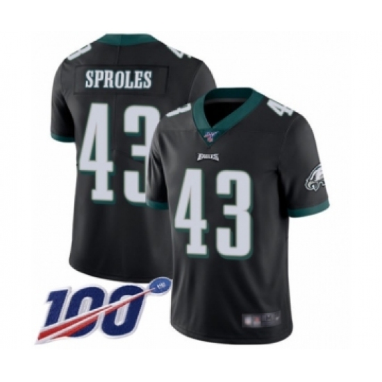 Men's Philadelphia Eagles #43 Darren Sproles Black Alternate Vapor Untouchable Limited Player 100th Season Football Jersey - Ujersey