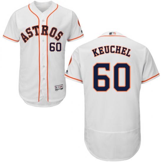 Men's Majestic Houston Astros #60 Dallas Keuchel White Home Flex Base Authentic Collection MLB Jersey - Ujersey