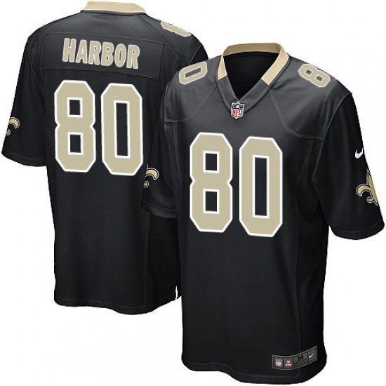 Men's Nike New Orleans Saints #80 Clay Harbor Game Black Team Color NFL Jersey - Ujersey