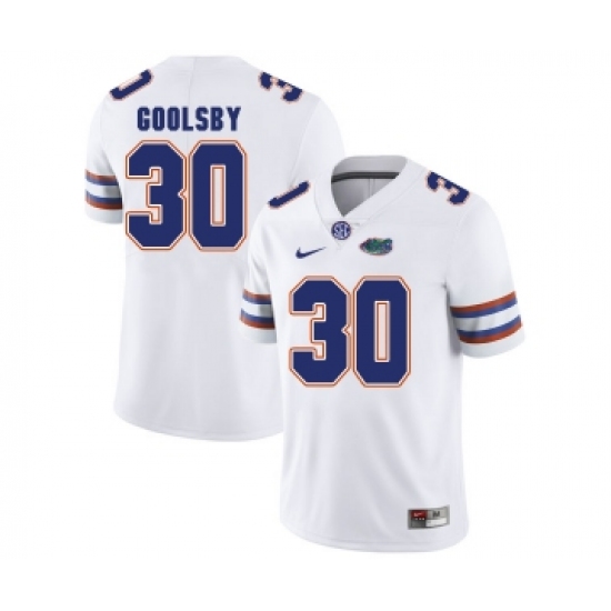 Florida Gators 30 DeAndre Goolsby White College Football Jersey - Ujersey