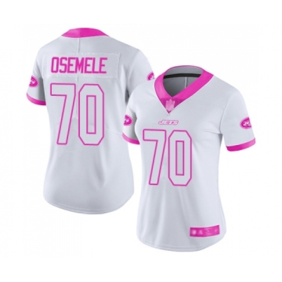Women's New York Jets #70 Kelechi Osemele Limited White Pink Rush Fashion Football Jersey - Ujersey