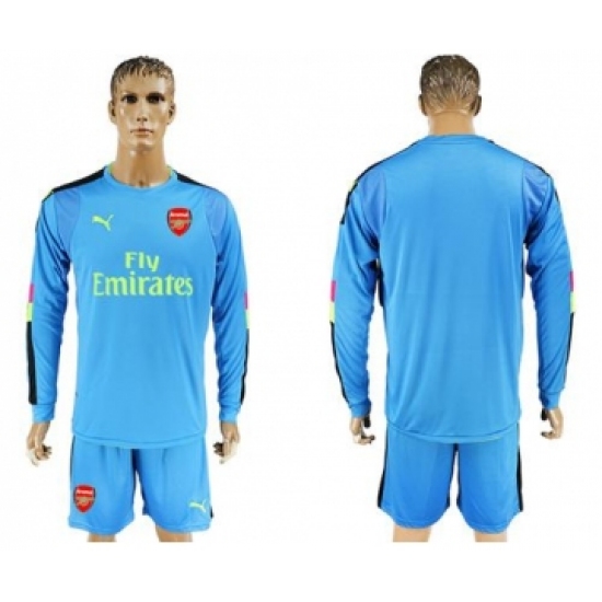 Arsenal Blank Light Blue Long Sleeves Goalkeeper Soccer Club Jersey