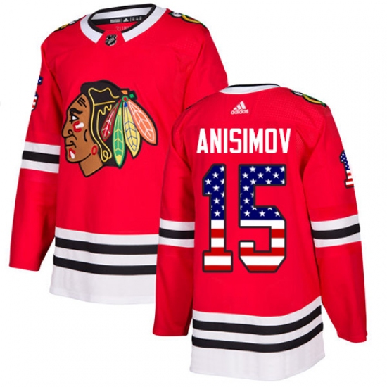 Youth Adidas Chicago Blackhawks #15 Artem Anisimov Authentic Red USA Flag Fashion NHL Jersey - Ujersey